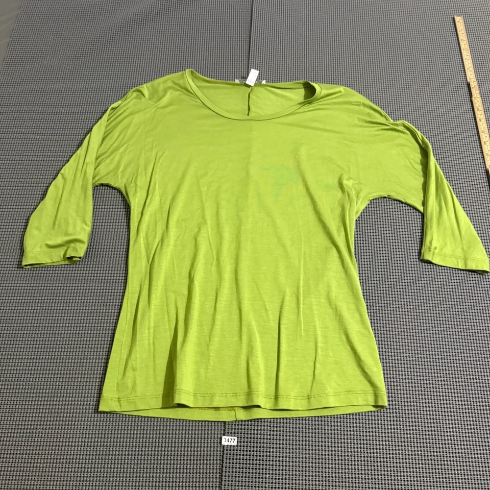 Max Mara Womens Small Lime Green Scoop Neck Three Quarter Sleeve Top